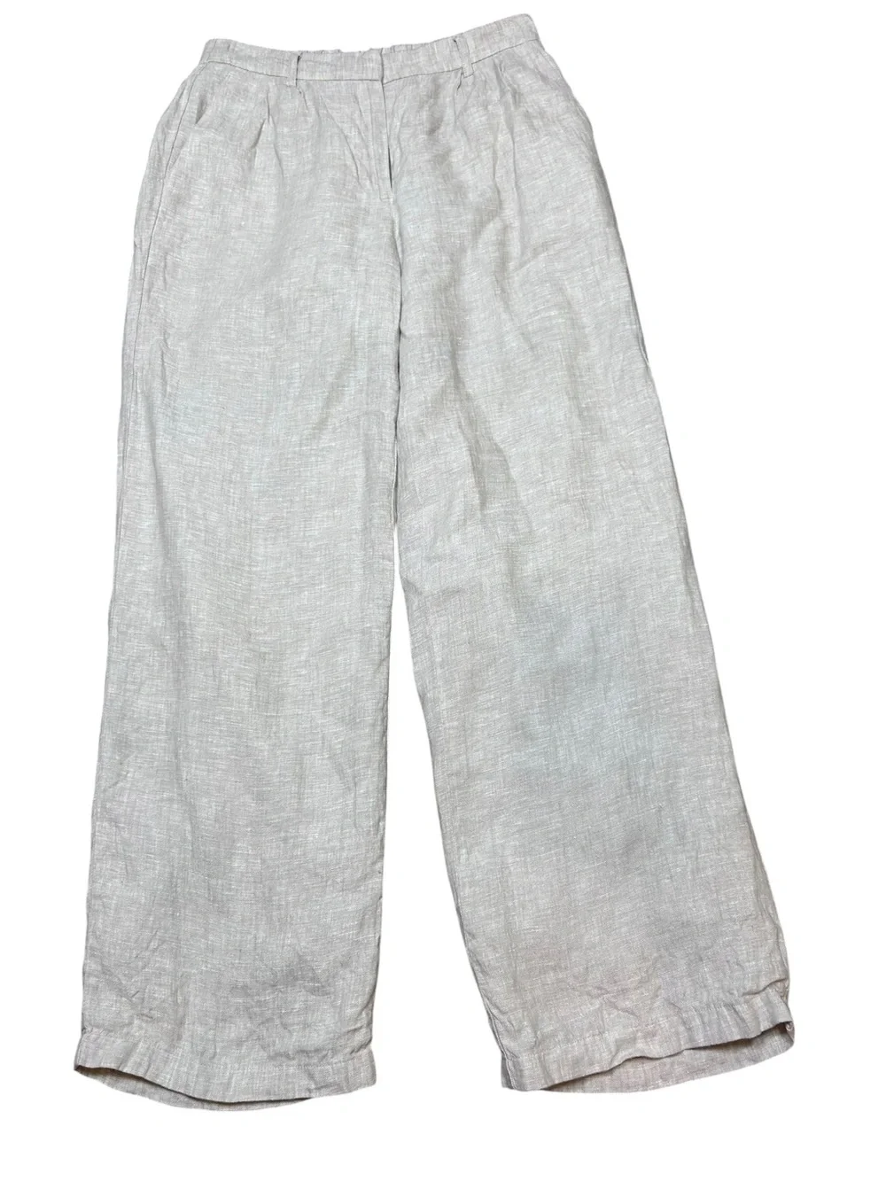 Quince 100% European Linen Pleated Trouser flax beige size 4 lagenlook coastal
